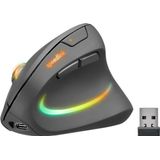 Speedlink PIAVO PRO oplaadbare verticale muis - ergonomische draadloze muis voor rechtshandigen, ingebouwde batterij oplaadbaar via USB-C, kleurrijke verlichting, instelbare dpi, zwart