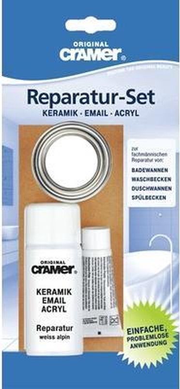 Cramer - Reparatieset - Wit - Voor Badkuipen Douchebakken en Wastafels - Professionele Oplossing voor Impactschade en Afschilfering