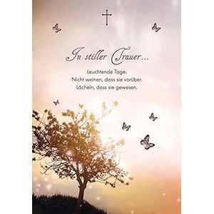 Perleberg Rouwkaart - Basic-Classic-Collection - Rouwkaarten met envelop - Liefdevolle condoleancekaarten met envelop - Bedankkaarten Rouwen - hoogwaardige kaarten voor rouw, in 11,6 x 16,6 cm