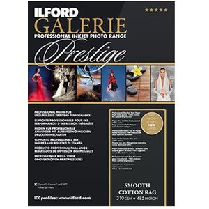 ILFORD GALERIE Smooth Cotton Rag, 310GSM, GPSC, 5 x 7 inch - 127 x 178 mm, 50 vellen, inkjetprinterpapier, fotopapier