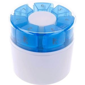 Pillendoosje - Blauw/Wit/Transparant - Kunststof - Met Tabletverdeler