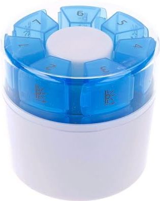 Pillendoosje - Blauw/Wit/Transparant - Kunststof - Met Tabletverdeler