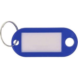 100 stuks sleutelhangers met beschrijfbare ring, donkerblauw