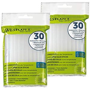 WESTCOTT Heißklebestift Heißklebesticks 7mm 60 Stück, Transp. Klebestifte für Heißklebepistole, (Vorteilspack, 60 St), Standardgröße 7 x 102mm