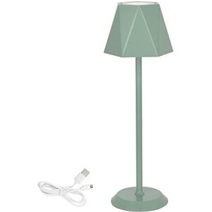Clauss Led-tafellamp, oplaadbaar, USB, draadloos, met metalen dimmer, voor binnen en buiten, IP54, groen 10010