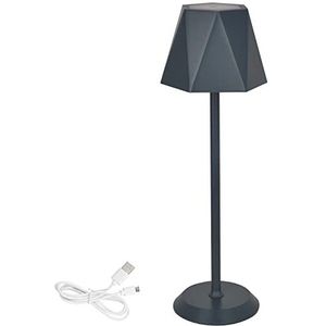 Clauss Led-tafellamp, USB-oplaadbaar, draadloos, dimbaar, metalen tafellamp voor binnen en buiten, IP54, grijs 10012
