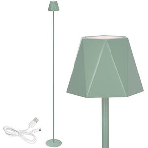 Clauss Led-vloerlamp met accu via USB oplaadbaar, draadloos, met dimmer, van metaal voor binnen en buiten, IP54, groen, 10013