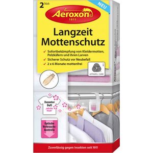 Aeroxon mottencassette - 2 Geurhangers - 2 x 6 maanden werking - Langdurige mottenbescherming - Kleermotten, pels- en tapijtkevers - Kledingkast