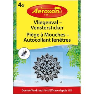 Aeroxon - Vliegenval Venstersticker met motief - Vensterlijmval - Insectenbestrijding - 4 stuks