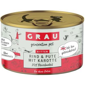 GRAU Kitten Getreidefrei 6 x 200 g - Rind, Pute & Karotten