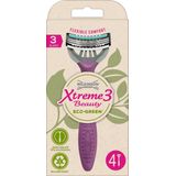 Wilkinson Xtreme3 Beauty Eco Green - Wegwerpscheermesjes - 4 Stuks - Gerecycled Kunststof