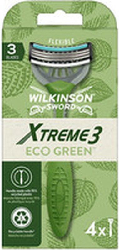 Wilkinson - Xtreme3 Green - Wegwerpscheermesjes - 4 Stuks - Gerecycled Kunststof