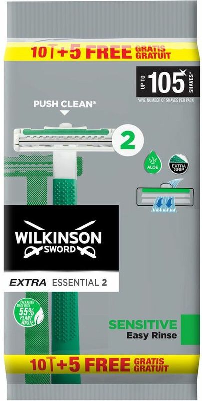 Wilkinson Wegwerpscheermesjes Extra 2 Sensitive - 15 Stuks