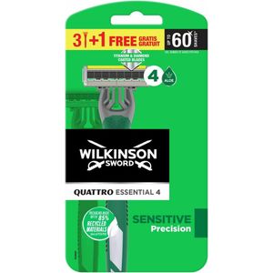 Wilkinson - Quattro Essential 4 - Wegwerpscheermesjes - 4 Stuks - Titanium-gecoate Mesjes
