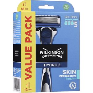 Wilkinson Sword Hydro 5 Skin Protection Regular Scheerapparaat met 5 messen met 13 reserveonderdelen met smeerband, verrijkt met Pro Vitamine B5