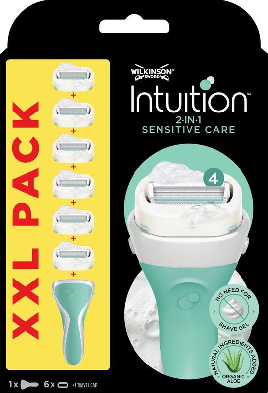 Wilkinson Intuition 2 in 1 Sensitive Care Scheermes Voordeelverpakking 6 stuks
