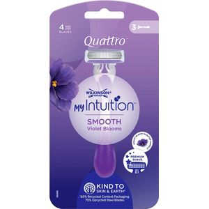 Wilkinson Sword Quattro - Wegwerp Scheermessen - Violet Blooms - 3 st