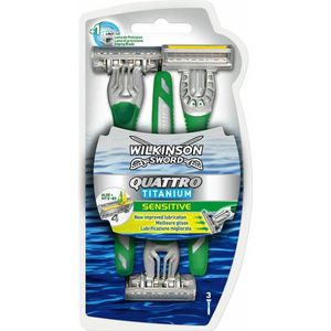 Wilkinson Sword - Quattro Titanium Sensitive - Wegwerp Scheermessen - 3 st