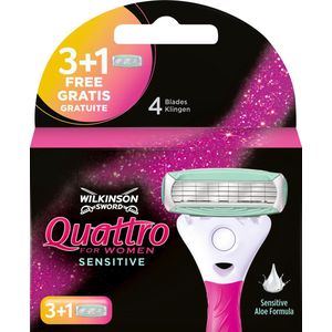 Wilkinson Scheermesjes Quattro Sensitive 4 Stuks - Women - Met Aloë Vera