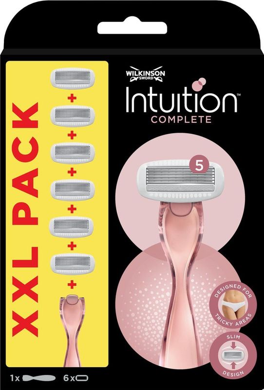 Wilkinson Sword - Intuition Complete - Scheermes - Voordeelverpakking XXL - Navulmesjes 6 Stuks - met Houder