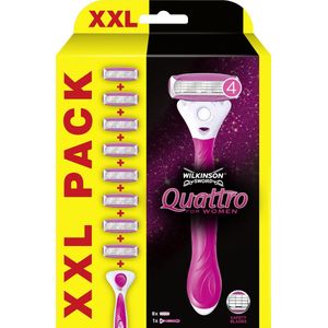 Wilkinson Sword Quattro for Women - Scheermes - Navulmesjes 8 Stuks - Met Houder
