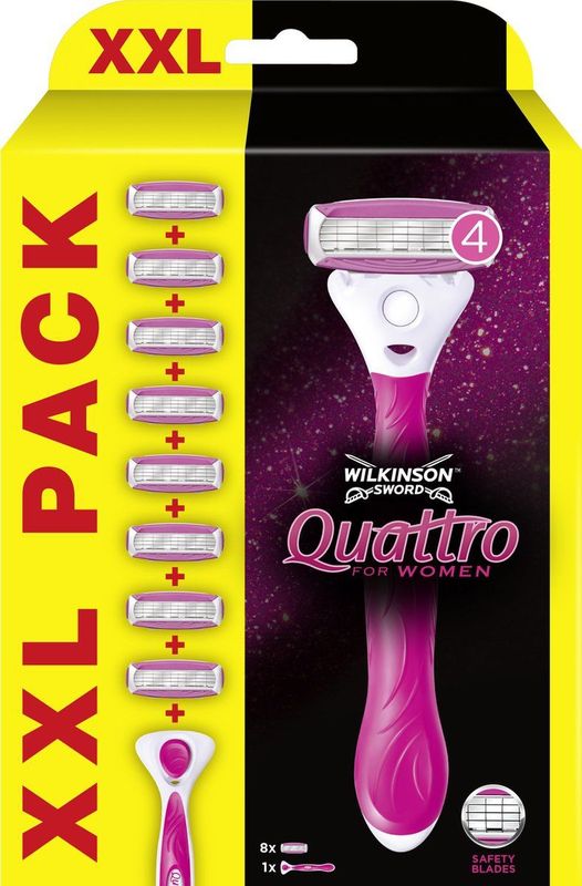 Wilkinson Sword Quattro for Women - Scheermes - Navulmesjes 8 Stuks - Met Houder