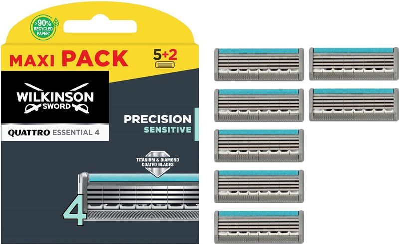 Wilkinson Sword Quattro Essential Sensitive - Navulmesjes - 7 stuks