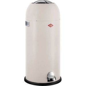 Wesco Kickmaster Maxi Afvalbak in de kleur mat zand, gepoedercoat plaatstaal, ingebouwde demper, 40 liter volume, grote inworp