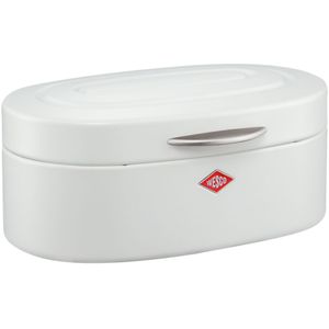 WESCO Single Elly broodtrommel in de kleur mat wit, gepoedercoat plaatstaal, ventilatiegaten en stabiele handgreep