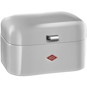 WESCO Single Grandy broodtrommel in grijs, gepoedercoat plaatstaal, ventilatiegaten en stabiele handgreep, 22 x 26,8 x 17,5 cm