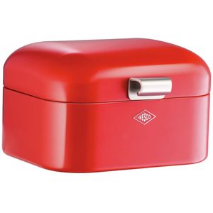 Wesco Mini Grandy broodtrommel in de kleur rood, gepoedercoat plaatstaal, ventilatiegaten en stabiele handgreep