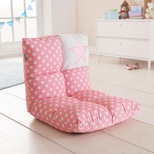 howa 2 in 1 Kinderfauteuil + Kinderlounger - 6-voudig verstelbare rugleuning roze / wit 8601