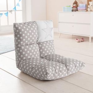 howa 2 in 1 Kinderfauteuil + Kinderlounger - 6-voudig verstelbare rugleuning grijs / wit 8602