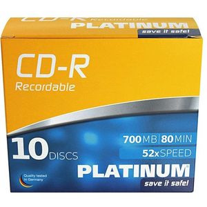 Platinum cd-r 80 min. 10 stuks in slimline doosjes