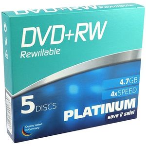 Platinum DVD+RW rewritable 5 stuks in jewel case