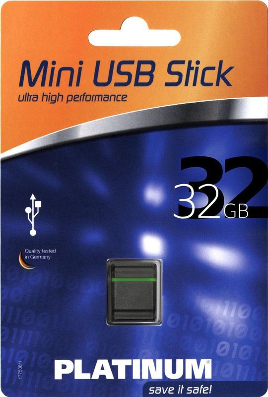 Platinum - Mini - USB-stick - Zwart - 32 GB, USB-A 2.0