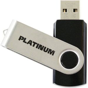 PLATINUM TWS USB-stick 4 GB USB 2.0 USB-flashdrive - geheugenstick in zwart-zilver incl. oogje voor bevestiging aan sleutelhanger