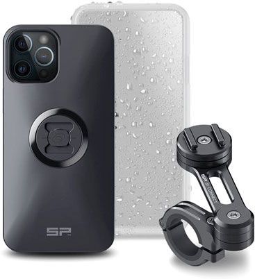Komplettpaket Sp-Connect Moto Bundle fixé sur guidon iPhone 12 Pro Max