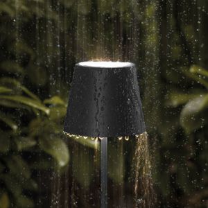 Sigor Nuindie LED oplaadbare tafellamp, USB-C, zwart, IP54, dimbaar