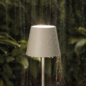 Sigor Nuindie LED oplaadbare tafellamp, USB-C, beige, IP54, dimbaar