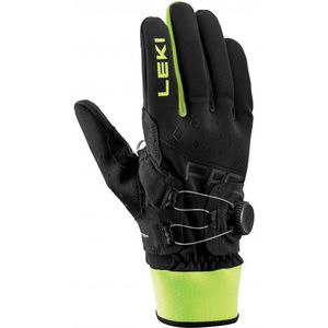 LEKI PRC Boa Shark handschoenen, zwart-neon geel, EU 7.5