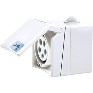 SIROX® CEE-opbouwstopcontact, 5-polig, 400 V, 6 h stroomsterkte 16 A, kleur verkeerswit