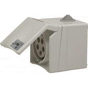 SIROX® CEE-opbouwstopcontact, 5-polig, 400 V, 6 uur stroomsterkte 16 A, kleur lichtgrijs