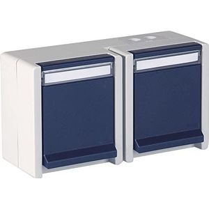 OPUS® Resist veiligheidscontactdoos 2-voudig, horizontaal, kleur lichtgrijs/staalblauw