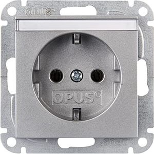 OPUS® 55 geaarde contactdoos met etiketteringsveld kleur aluminium - zilver - zijdeglans