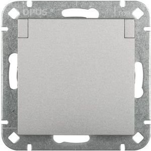 OPUS® 55 aardingscontactdoos premium met klapdeksel kleur aluminium-zilver-zijdeglans