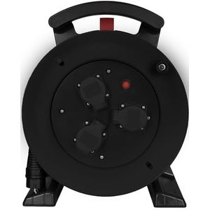 Jumbo - Kabelhaspel - Zwart - 25 meter - H07RN-F 3G1,5 mm² - 3 Geaarde Stopcontacten