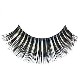 Eulenspiegel 000038 Kunstwimpers, zwart/zilver, 1 ml speciale wimperlijm, handleiding (mogelijk niet beschikbaar in het Nederlands), voor carnaval, themafeest