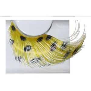 Eulenspiegel 001042 Kunstwimpers, gele veren met zwarte stippen.