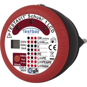 Testboy Testavit Schuki 1 LCD Stopcontacttester CAT II 300 V LC - LED